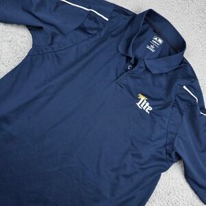 Adidas Golf Climalite Miller Lite Polo Shirt Mens Large Navy Blue